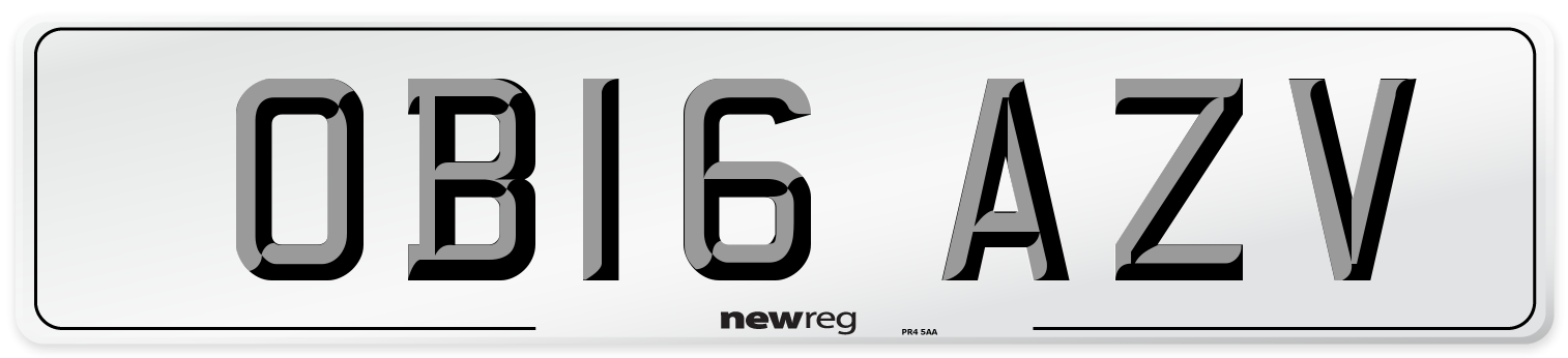 OB16 AZV Number Plate from New Reg